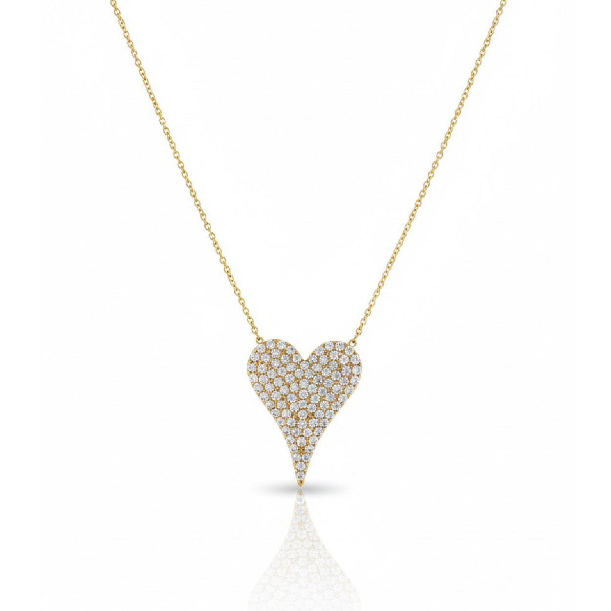 14K Gold Pave Heart Necklace